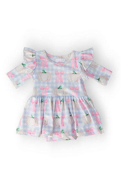 SALE Pumpkin Picnic Twirl Flutter Bodysuit