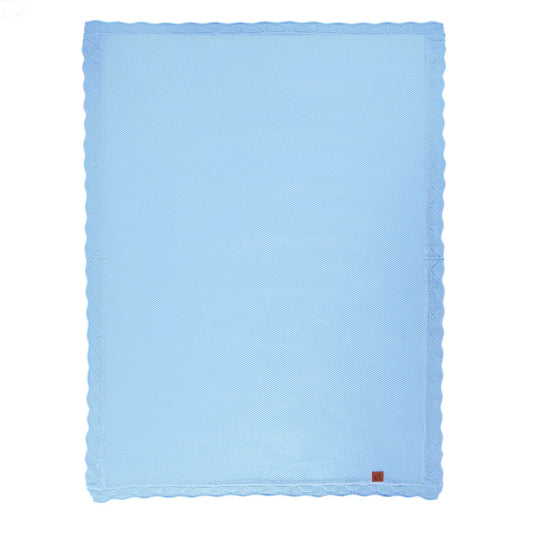 Heirloom Lace Knit Baby Blanket in Baby Blue