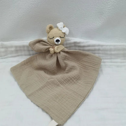 Baby Bib with Sleeping Animals Rattle