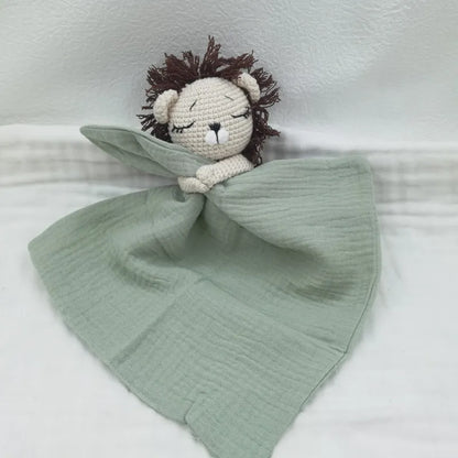 Baby Bib with Sleeping Animals Rattle