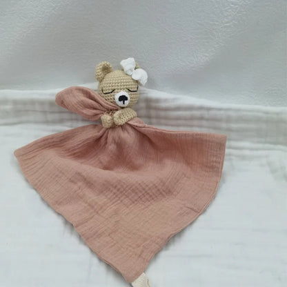 Baby Bib with Sleeping Animals Rattle