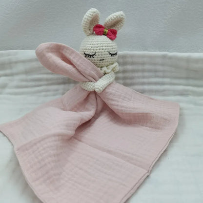 Baby Bib with Sleeping Animals Rattle