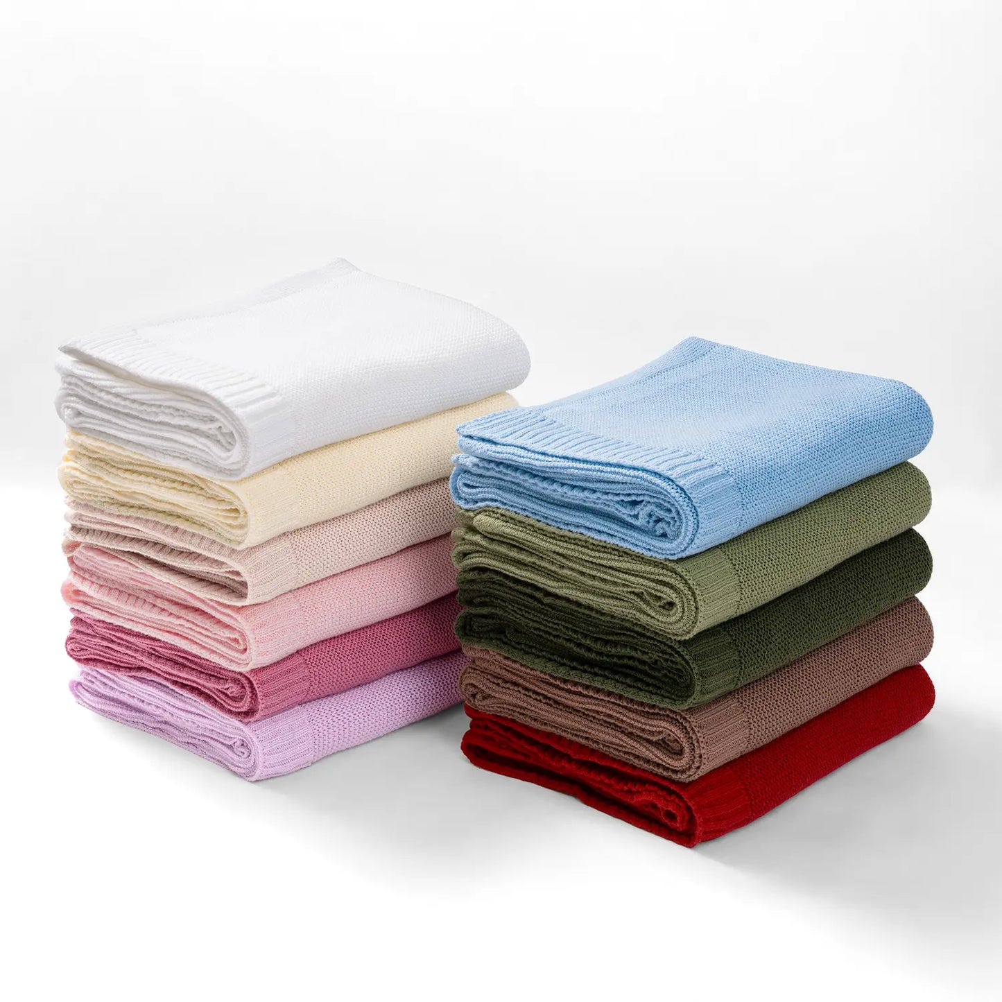 Classic Knit Cotton Baby Blanket in Cream