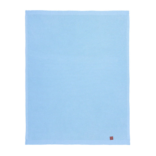 Classic Knit Cotton Baby Blanket in Baby Blue