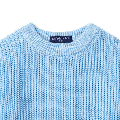 Classic Chunky Knit Baby Romper in Baby Blue