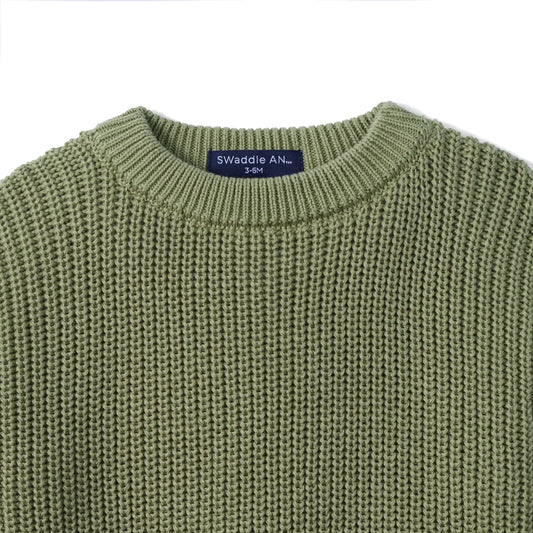 Classic Chunky Knit Baby Romper in Sage Green