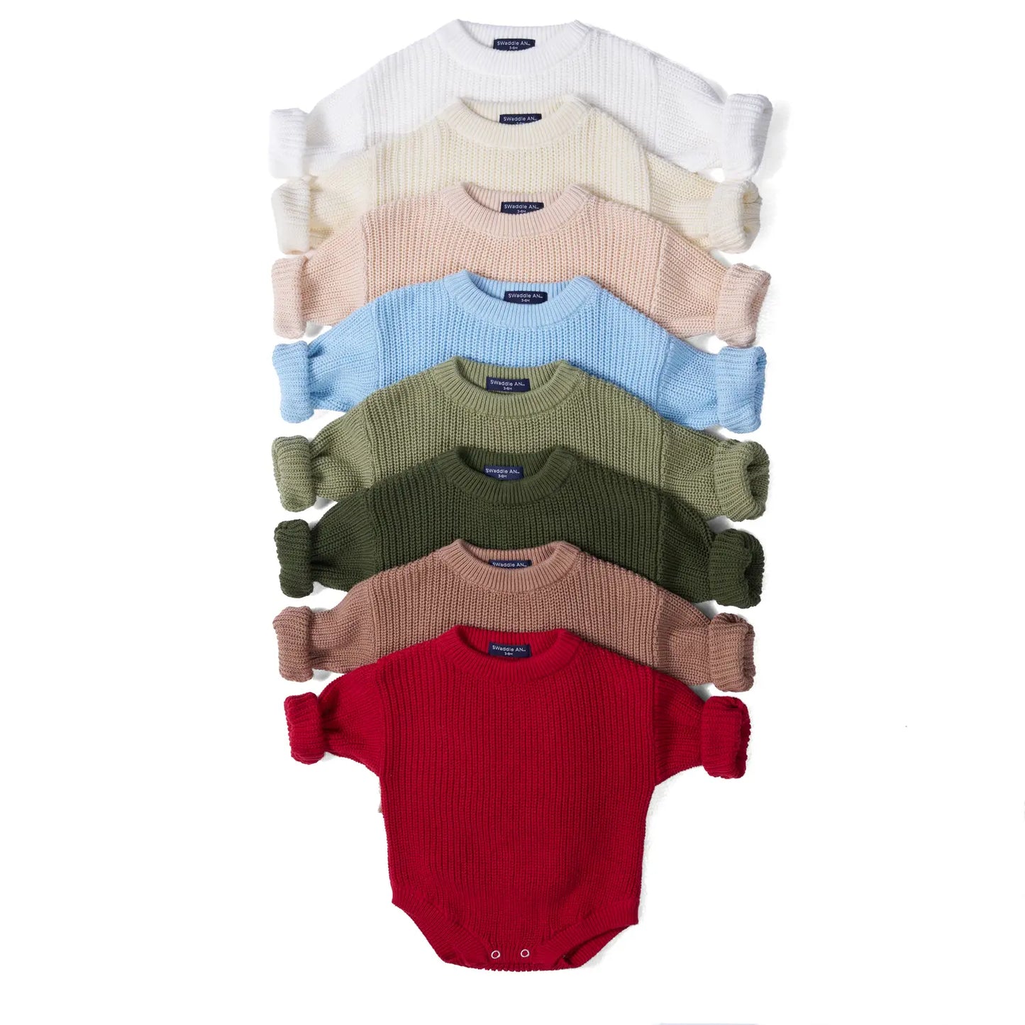 Classic Chunky Knit Baby Romper in Sage Green