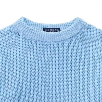Classic Knit Baby Sweater in Baby Blue
