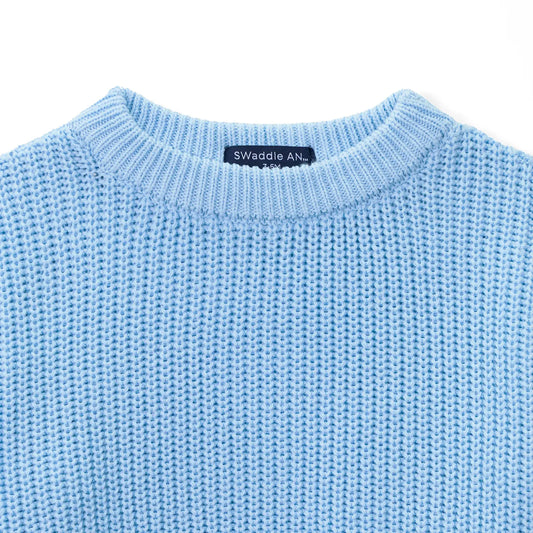 Classic Knit Baby Sweater in Baby Blue