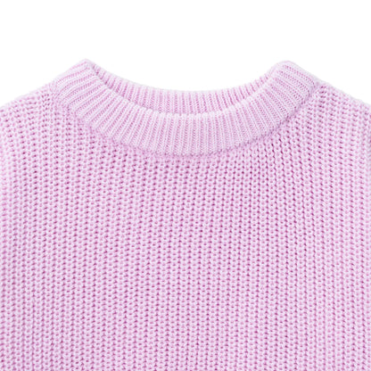 Classic Knit Baby Sweater in Lilac