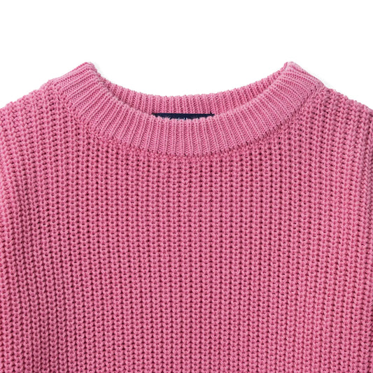 Classic Knit Baby Sweater in Rose Pink