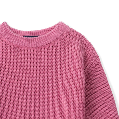 Classic Knit Baby Sweater in Rose Pink