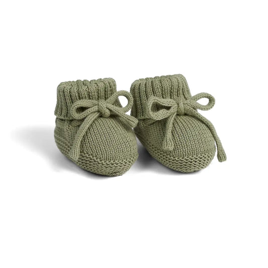 Knitted Booties in Sage Green