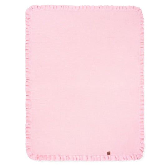 Ruffled Edge Knit Baby Blanket in Pink