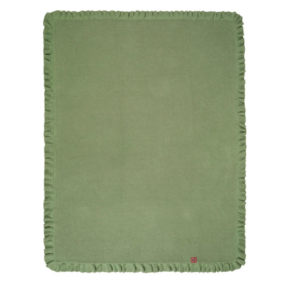 Ruffled Edge Knit Baby Blanket in Sage Green