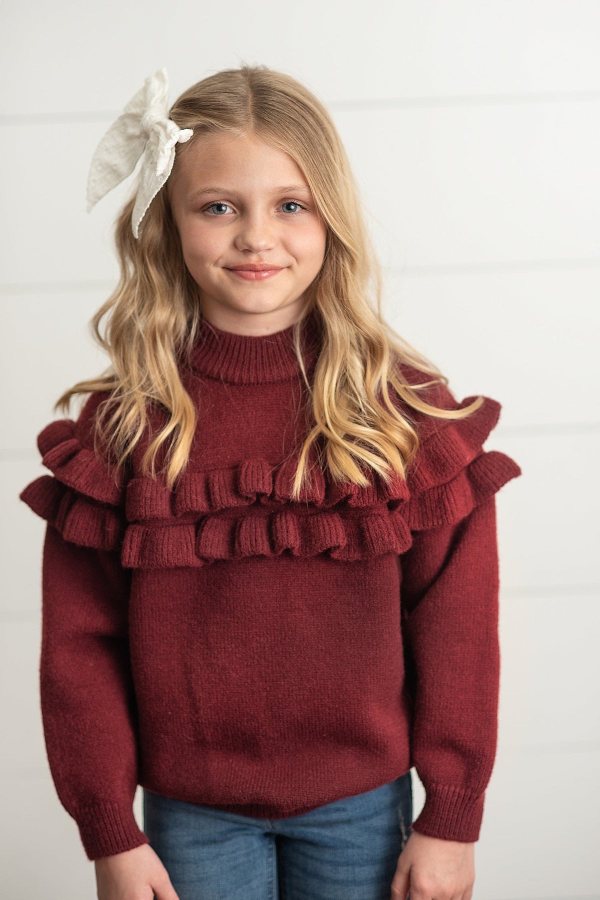 Wine Ruffle Sweater