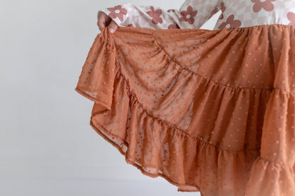 Taupe Swiss Dot Tulle Dress