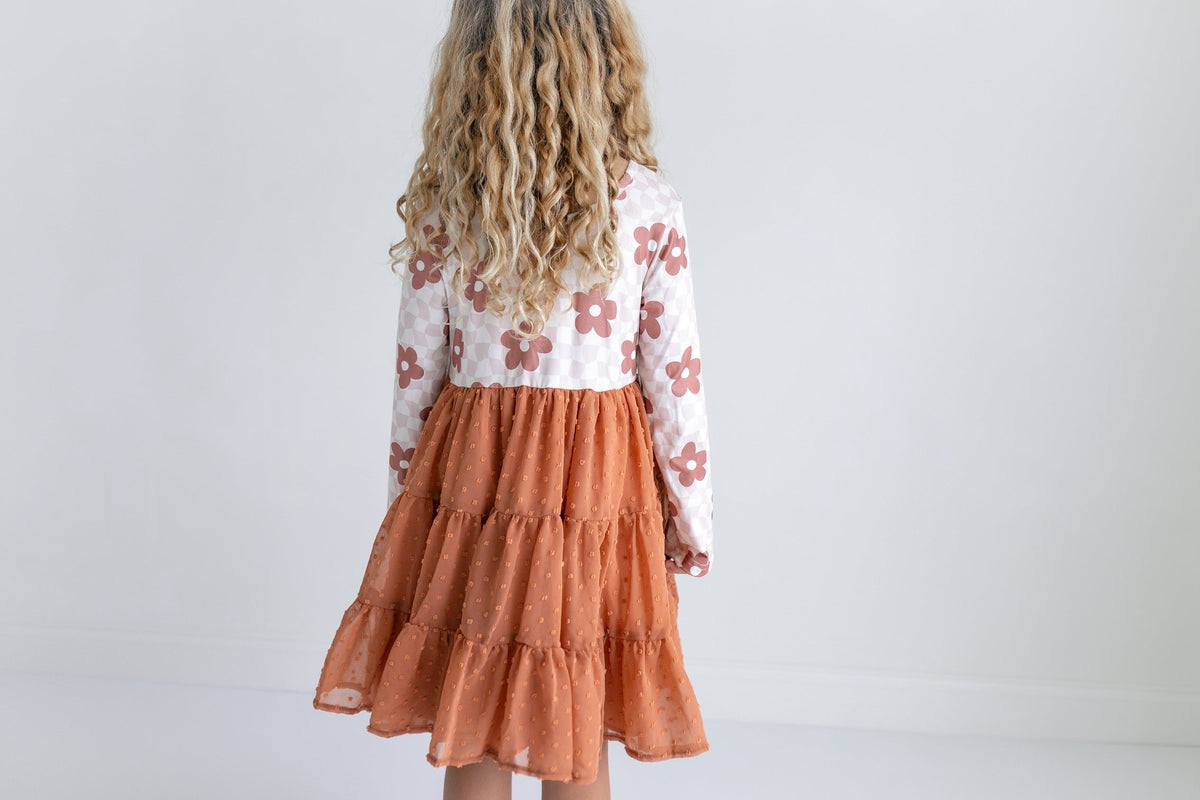 Taupe Swiss Dot Tulle Dress