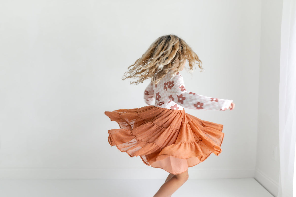 Taupe Swiss Dot Tulle Dress
