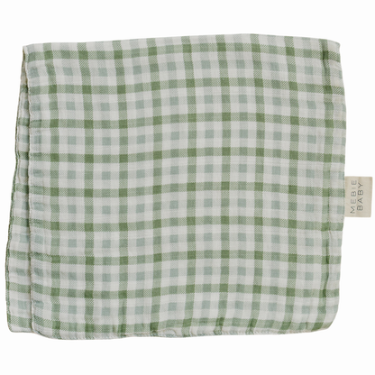 Green Gingham Muslin Burp Cloth