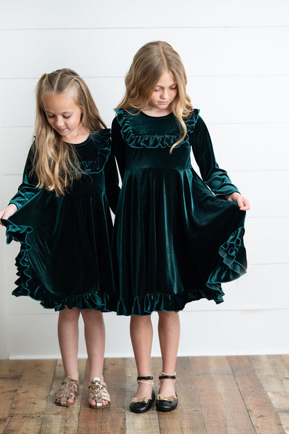 Emerald Green Velvet Dress