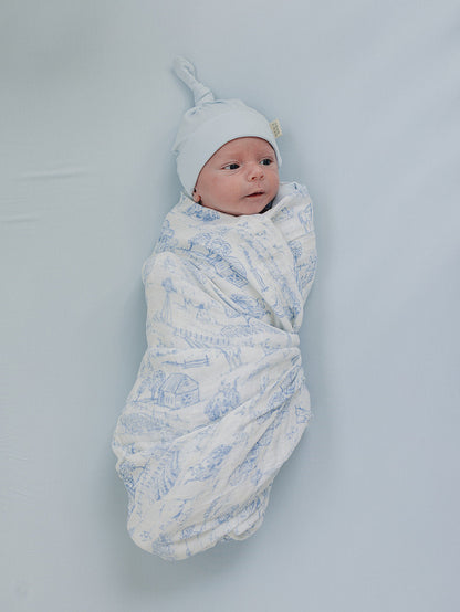 Farm Toile Muslin Swaddle Blanket