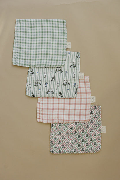 Green Gingham Muslin Burp Cloth