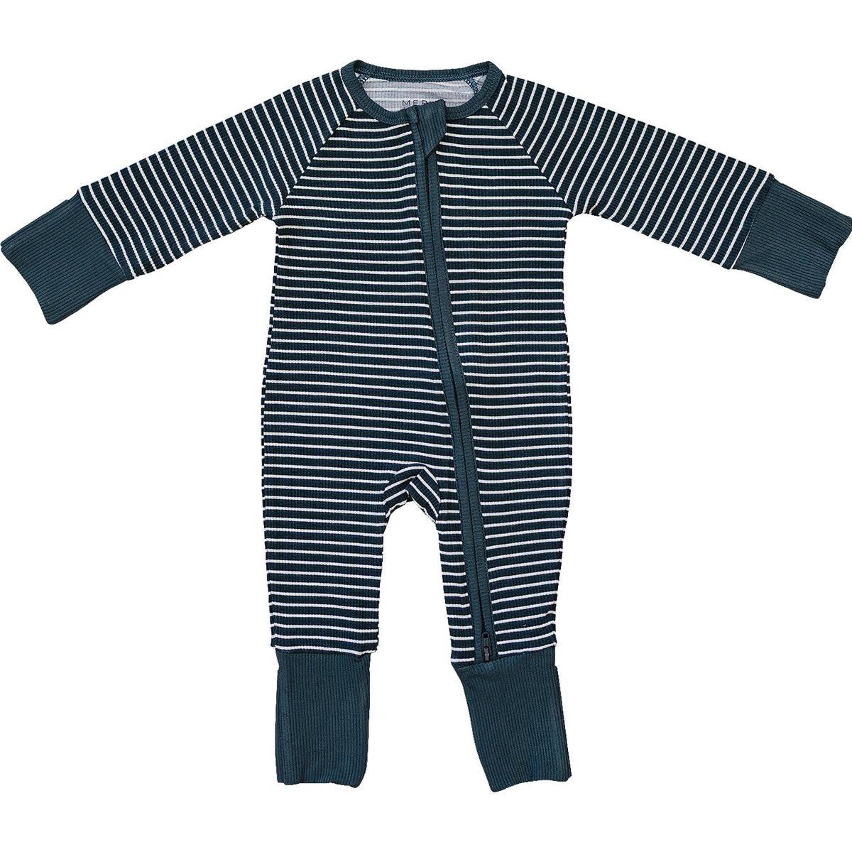 Navy Stripes Ribbed Bamboo Zipper