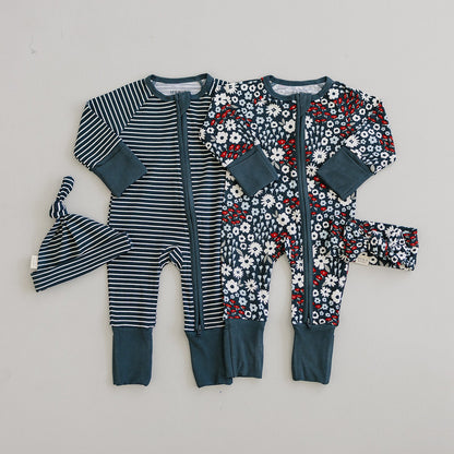 Americana Floral Ribbed Bamboo Zipper
