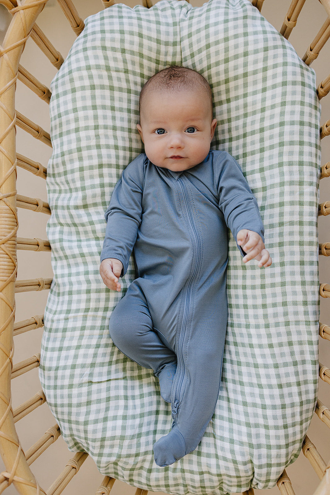 Dusty Blue Bamboo Footed Zipper