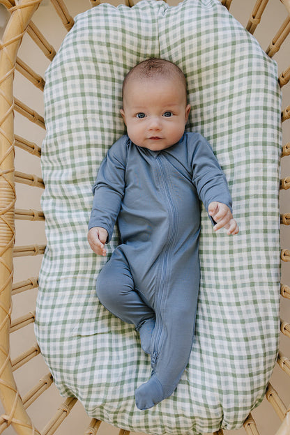 Dusty Blue Bamboo Footed Zipper