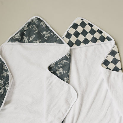 Charcoal Checkered Muslin Hooded Towel