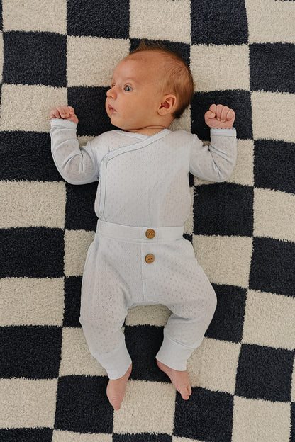 Blue Pointelle Layette Set