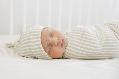 Taupe Stripe Ribbed Bamboo Stretch Swaddle