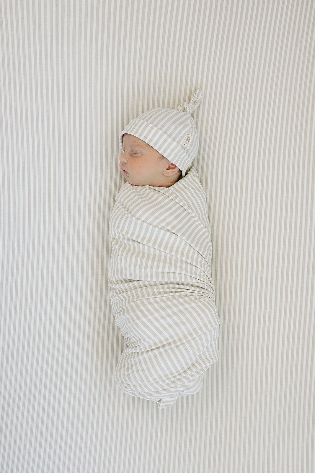 Taupe Stripe Ribbed Bamboo Stretch Swaddle