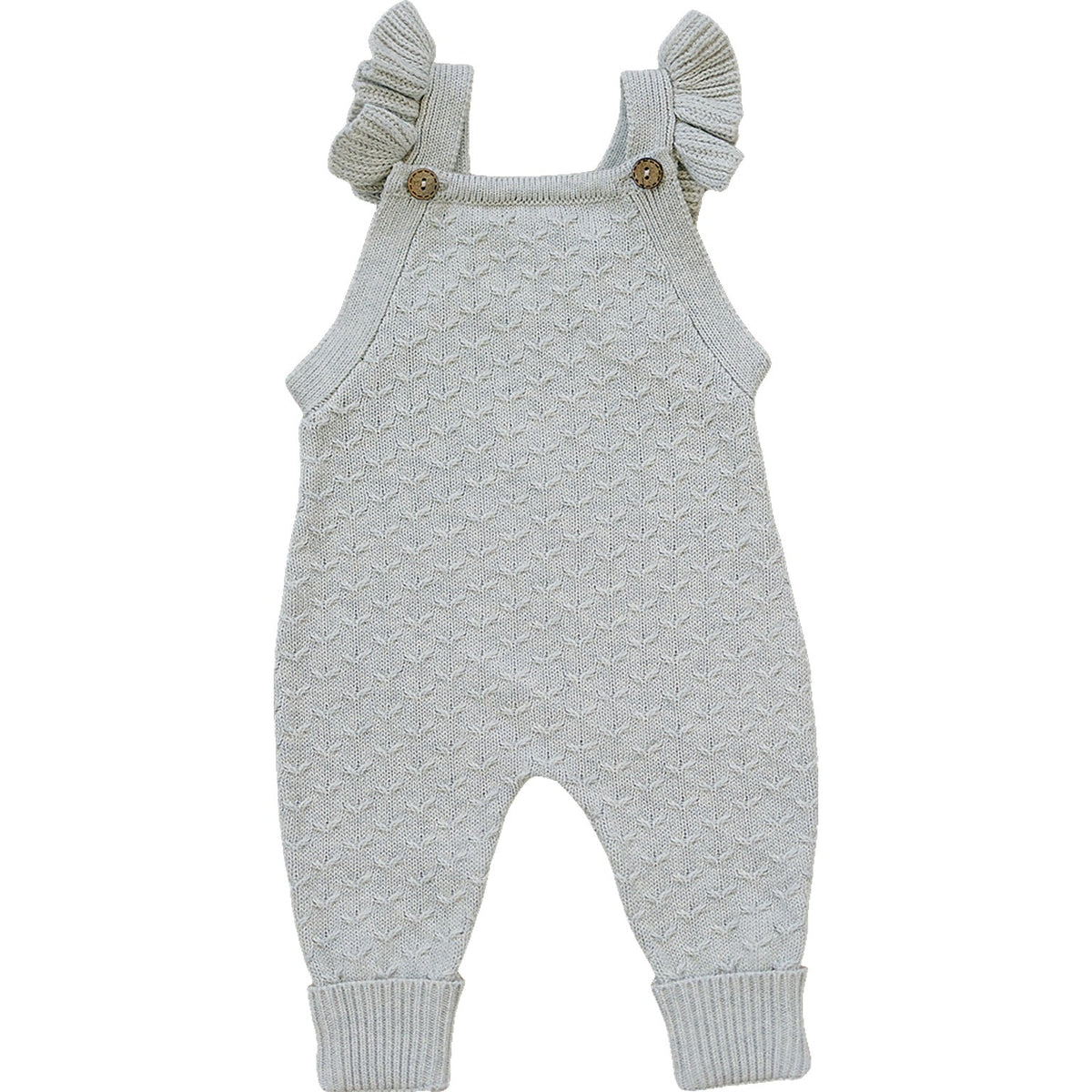Grey Ruffle Knit Overalls