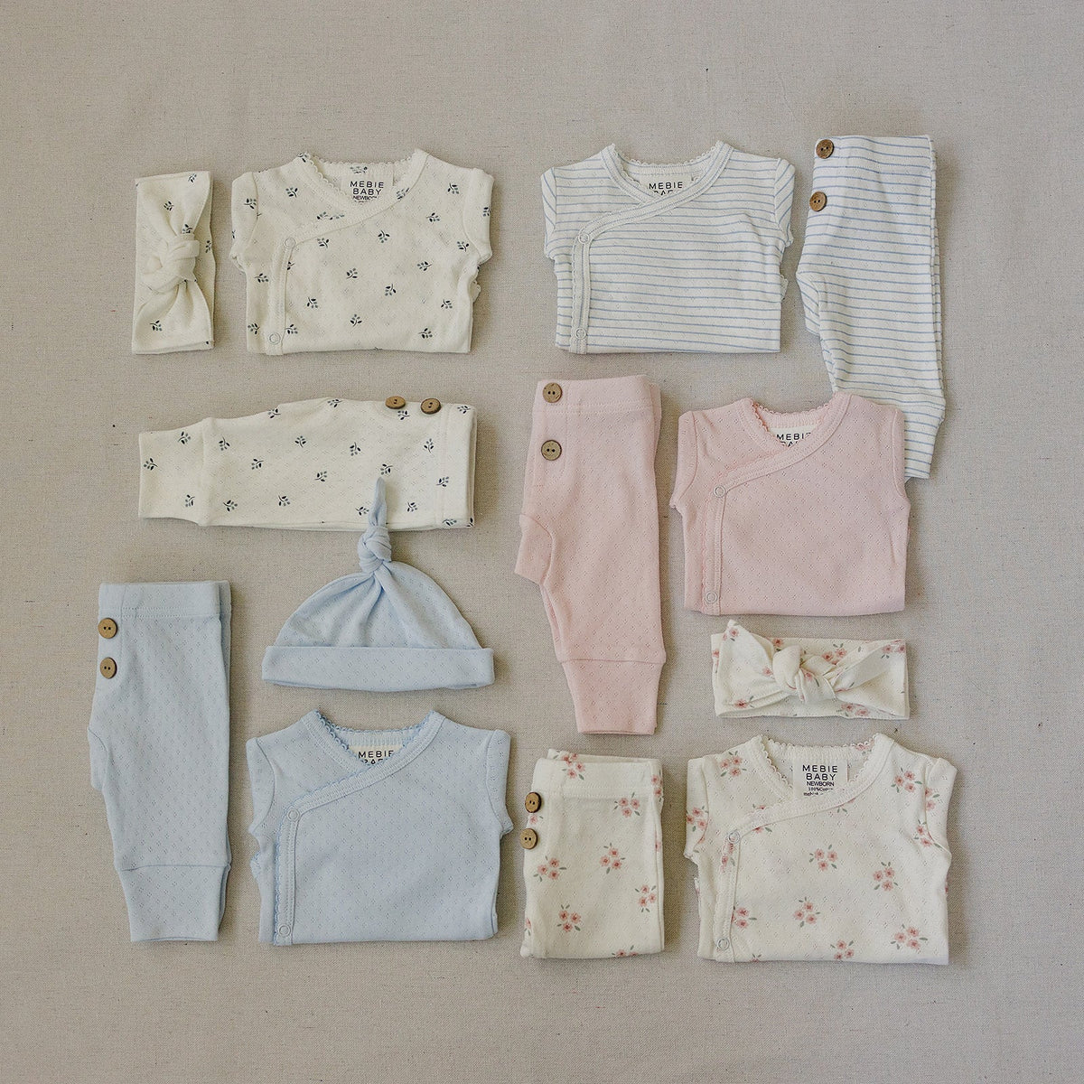 Blue Stripe Pointelle Layette Set
