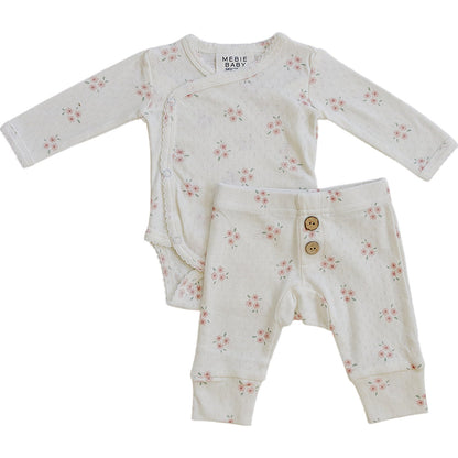 Pink Floral Pointelle Layette Set