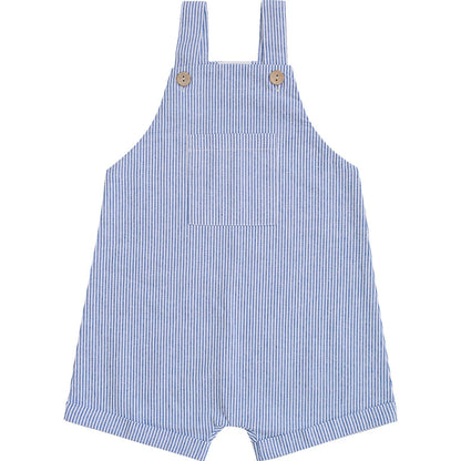 Blue Stripe Short Linen Overalls