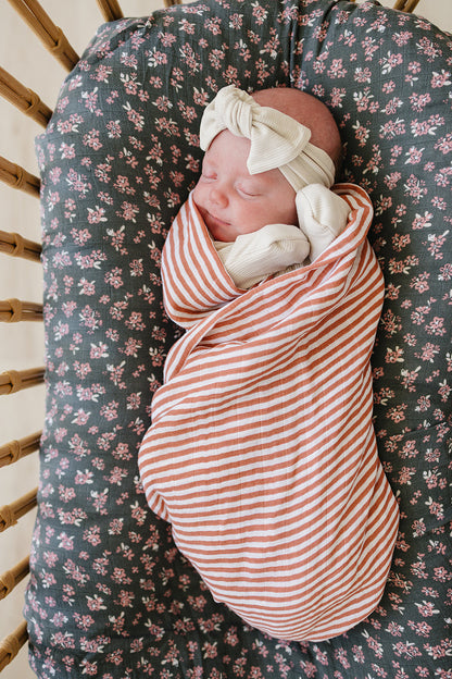 Pink Stripes Muslin Swaddle Blanket