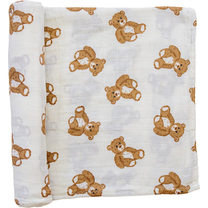 Teddy Bear Muslin Swaddle Blanket