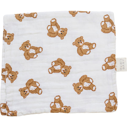 Teddy Bear Muslin Burp Cloth