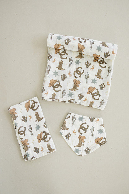 Outlaw Cowboy Muslin Burp Cloth