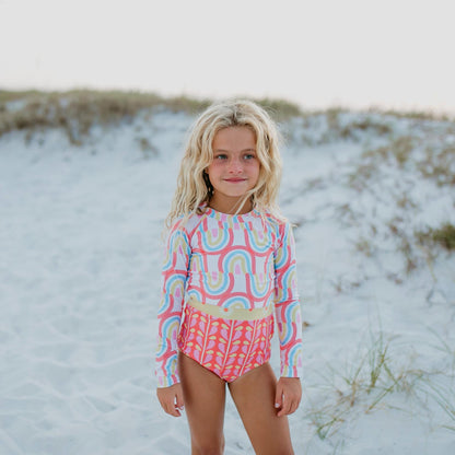 Lainey Zip Rash Rainbow Row Swimsuit
