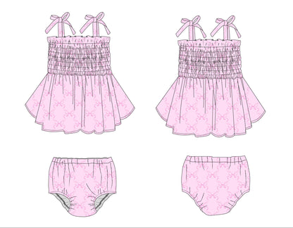Emeryn - Smocked Diaper Dress Set