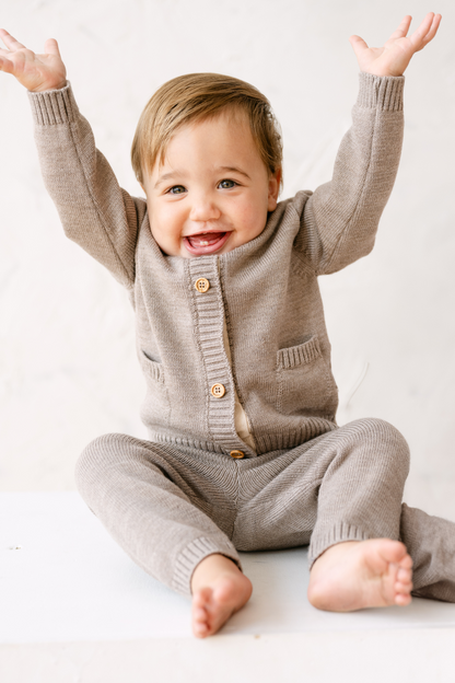 Heather Brown Merino Wool Baby Gift Set