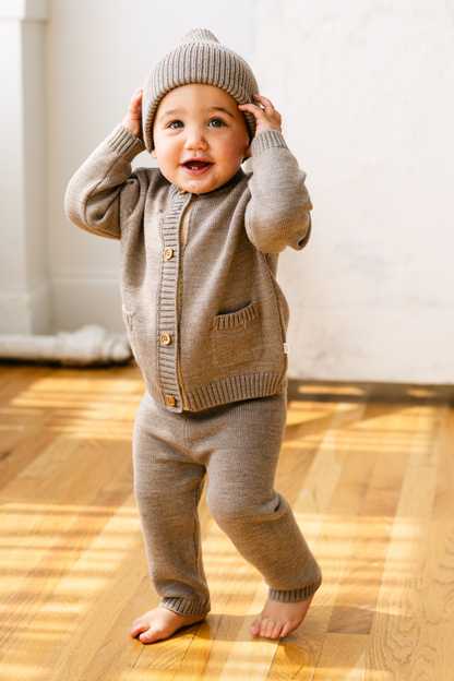 Heather Brown Merino Wool Baby Gift Set