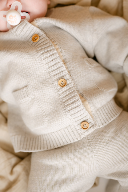 Light Heather Merino Wool Baby Cardigan