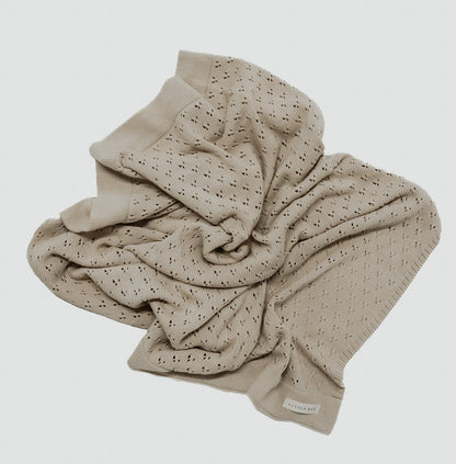 Toffee Pointelle Knit Blanket
