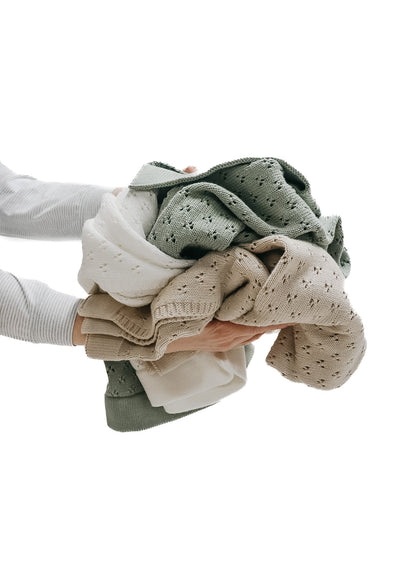 Mint Pointelle Knit Blanket